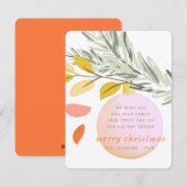 Moderne kerstwintersneeuwversiering op pine feestdagenkaart (Voorkant / Achterkant)