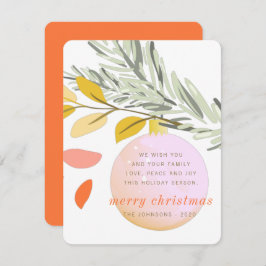 Moderne kerstwintersneeuwversiering op pine feestdagenkaart