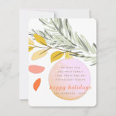 Moderne kerstwintersneeuwversiering op pine feestdagenkaart (Voorkant)