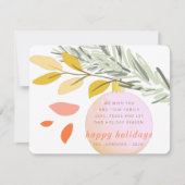 Moderne kerstwintersneeuwversiering op pine feestdagenkaart (Voorkant)