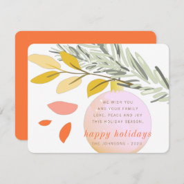 Moderne kerstwintersneeuwversiering op pine feestdagenkaart