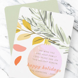 Moderne kerstwintersneeuwversiering op pine feestdagenkaart