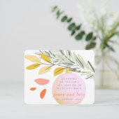 Moderne kerstwintersneeuwversiering op pine feestdagenkaart (Staand voorkant)