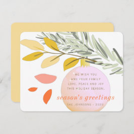 Moderne kerstwintersneeuwversiering op pine feestdagenkaart