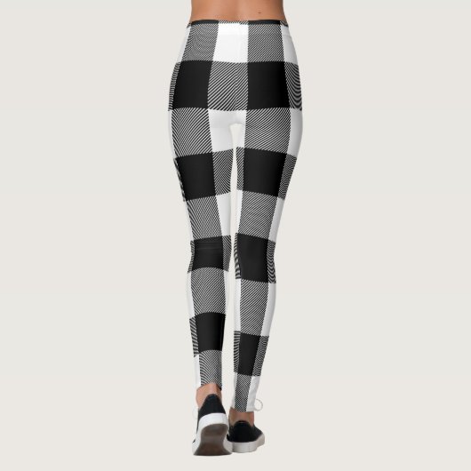 Moderne kerstzwarte en witte buffelplaat leggings (Achterkant)