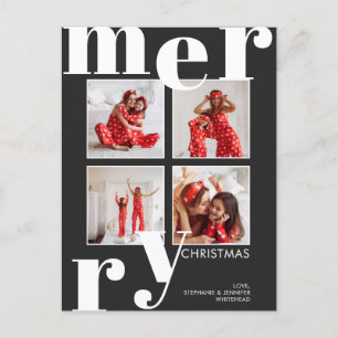 Moderne kerstzwarte foto's met prettig gebak feestdagenkaart