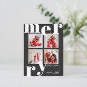 Moderne kerstzwarte foto's met prettig gebak feestdagenkaart (Staand voorkant)