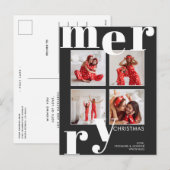 Moderne kerstzwarte foto's met prettig gebak feestdagenkaart (Voorkant / Achterkant)