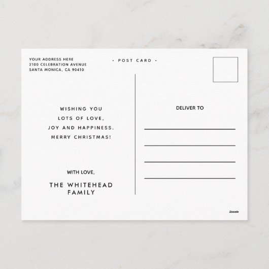 Moderne kerstzwarte foto's met prettig gebak feestdagenkaart (Achterkant)