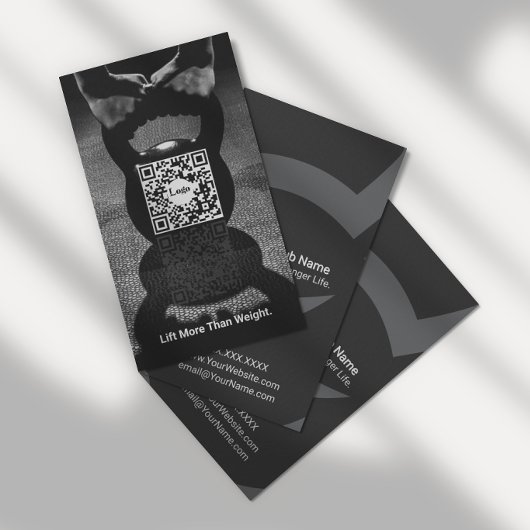 Moderne Kettlebell Fitness QR Code Visitekaartje