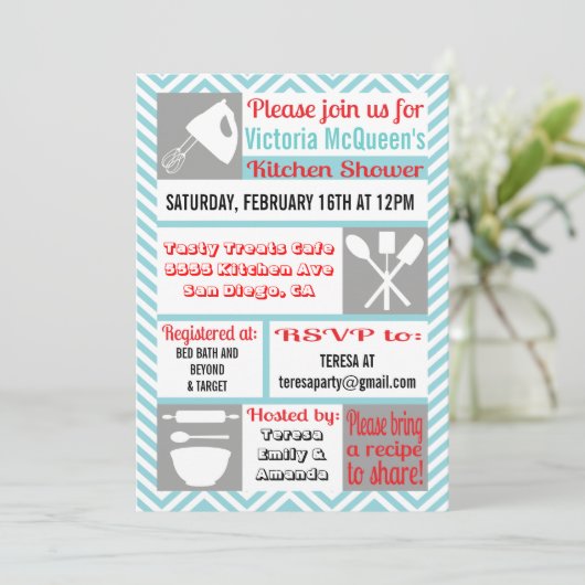 Moderne Keuken Bruids Douche Uitnodigingen (Staand voorkant)