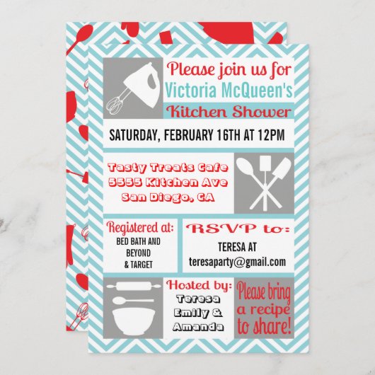 Moderne Keuken Bruids Douche Uitnodigingen (Voorkant / Achterkant)