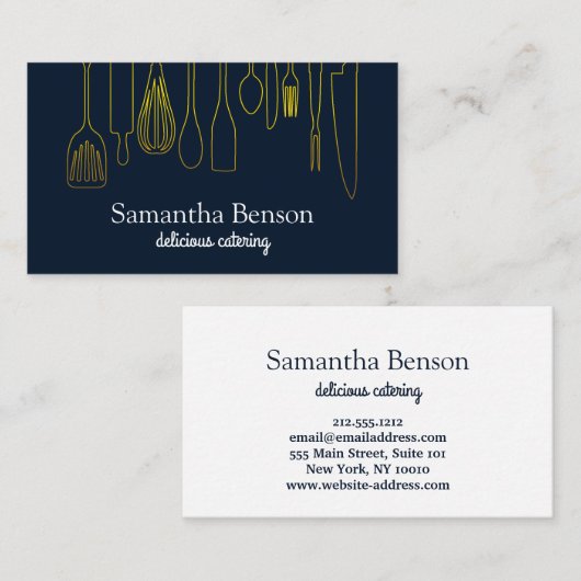 Moderne keuken- en keukengereedschap Koken en cate Visitekaartje (Voorkant / Achterkant)