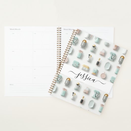 Moderne keuken iconen patroon scriptnaam planner (Display)