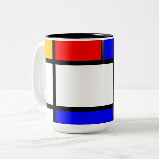 Moderne keuken in Mondrian-stijl Tweekleurige Koffiemok (Voorkant links)