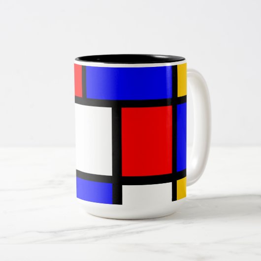 Moderne keuken in Mondrian-stijl Tweekleurige Koffiemok (Voorkant rechts)