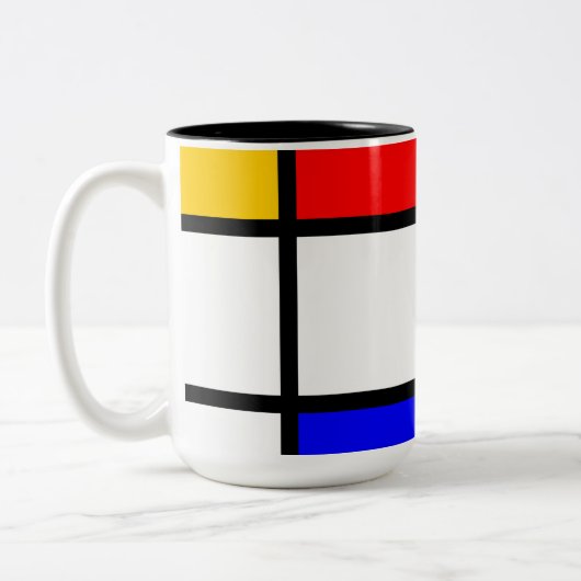 Moderne keuken in Mondrian-stijl Tweekleurige Koffiemok (Links)