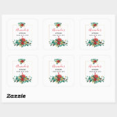 Moderne keuken met roodgroene en gouden kerst vierkante sticker (Vel)