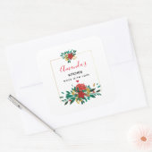 Moderne keuken met roodgroene en gouden kerst vierkante sticker (Envelop)