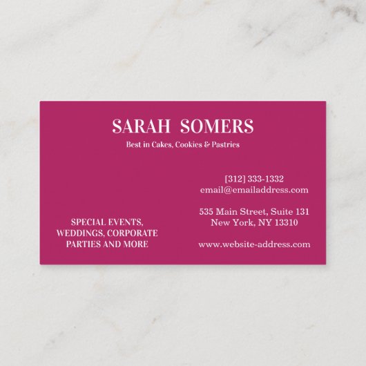 Moderne keukenbakkersgebak Chef Catering Border Visitekaartje (Achterkant)