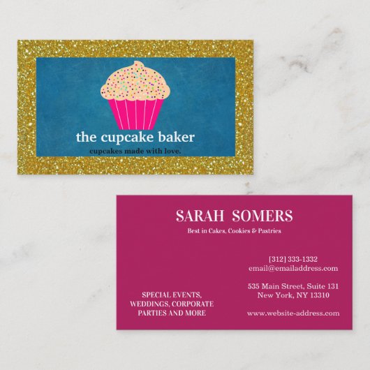 Moderne keukenbakkersgebak Chef Catering Border Visitekaartje (Voorkant / Achterkant)