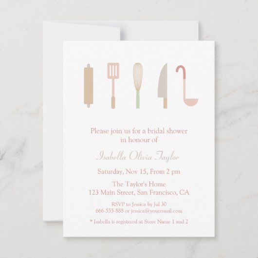 Moderne keukengerei Vrijgezellenfeest Kaart (Voorkant)