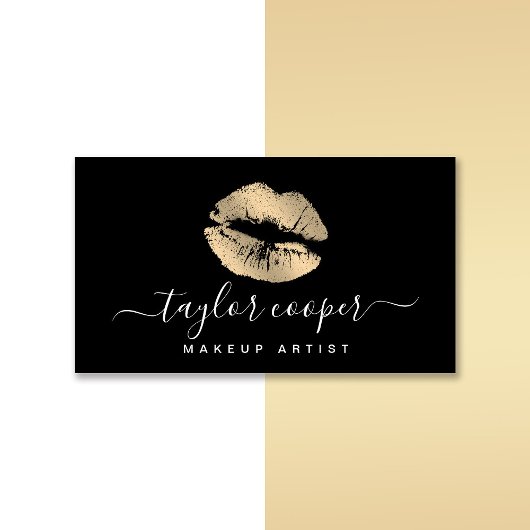 Moderne keukenkunstenaar in goud en zwarte lippen visitekaartje