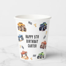 Moderne Kids Monster Trucks Verjaardagsfeestje