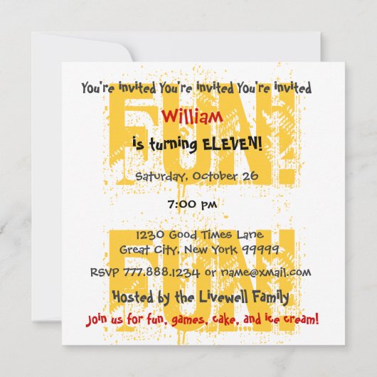 Moderne Kind 11e verjaardag Rood zwart-wit Kaart (Achterkant)