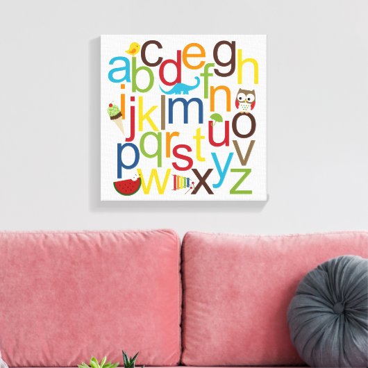 Moderne Kind Muur Kunst met Alphabets Canvas Afdruk (Insitu (Woonkamer))