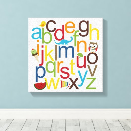 Moderne Kind Muur Kunst met Alphabets Canvas Afdruk (Insitu (Houten vloer))