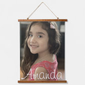 Moderne Kinder familienaam Foto Script Hangend Wandkleed (Voorkant)