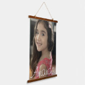 Moderne Kinder familienaam Foto Script Hangend Wandkleed (Gebogen)