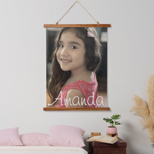 Moderne Kinder familienaam Foto Script Hangend Wandkleed (Slaapkamer)