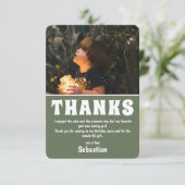Moderne Kinder foto Birthday | Groene dank voor uw Bedankkaart (Staand voorkant)