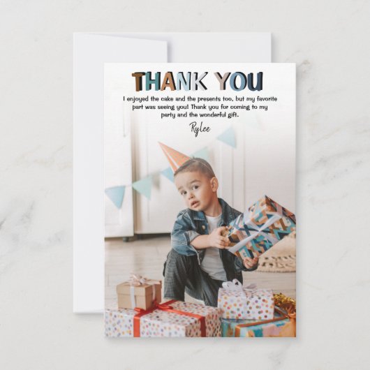 Moderne Kinder foto Birthday | Hartelijk dank Bedankkaart (Voorkant)