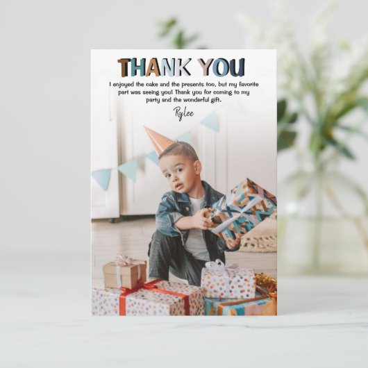 Moderne Kinder foto Birthday | Hartelijk dank Bedankkaart (Staand voorkant)