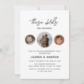 Moderne Kinder foto Funny Script Engagement Party Kaart (Voorkant)