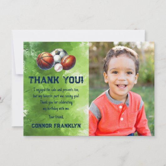 Moderne Kinder fotosport bedankkaartje Bedankkaart (Voorkant)