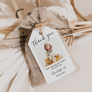 Moderne Kinder fotoverjaardag Cadeaulabel