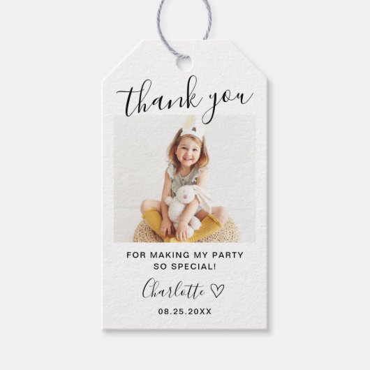 Moderne Kinder fotoverjaardag Cadeaulabel (Voorkant)