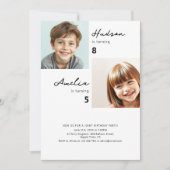 Moderne Kinder gezamenlijke verjaardagsfeestfoto Kaart (Voorkant)