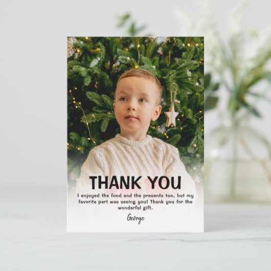 Moderne Kinder kerstfoto | bedankkaart (Staand voorkant)