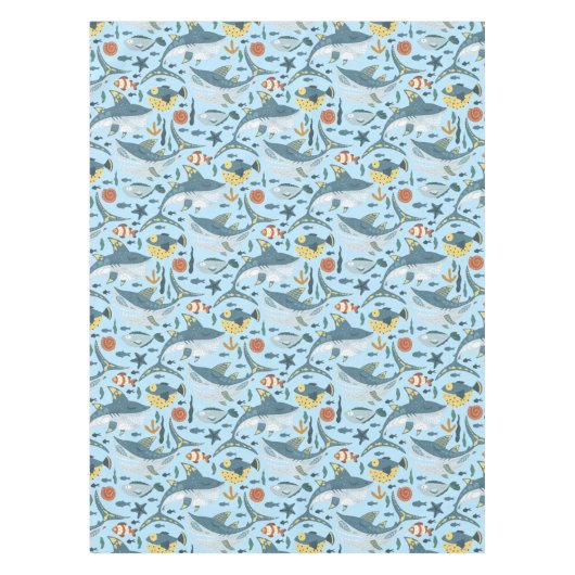 Moderne Kinder kinderen Verjaardagshaai Party Boys Tafelkleed (Voorkant)