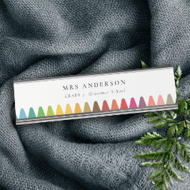 Moderne Kinder leraar kleurrijke regenboogkleuren Bureau Naambordje