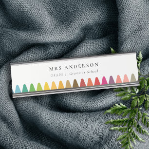 Moderne Kinder leraar kleurrijke regenboogkleuren Bureau Naambordje