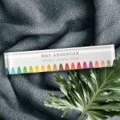 Moderne Kinder leraar kleurrijke regenboogkleuren Naambordje