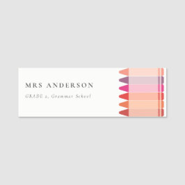 Moderne Kinder leraar kleurrijke regenboogkleuren Naamplaatje