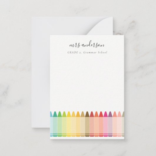 Moderne Kinder leraar kleurrijke regenboogkleuren Notitiekaartje (Voorkant)
