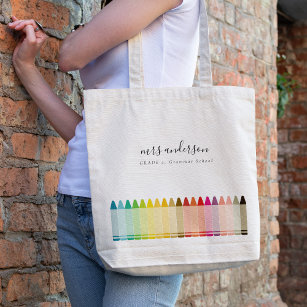 Moderne Kinder leraar kleurrijke regenboogkleuren Tote Bag